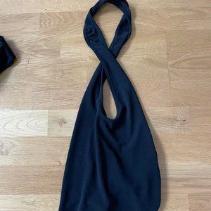 Cross Neck Halter Black Bodysuit